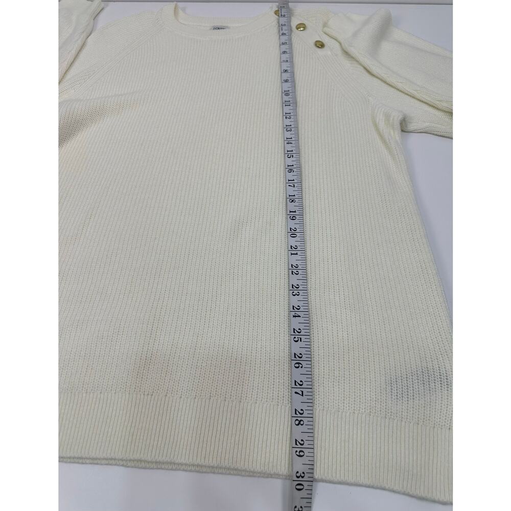 J.Crew Ivory Cotton Knit Gold Button Shoulder Crew Neck Sweater Women’s Size 2X - Picture 8 of 11